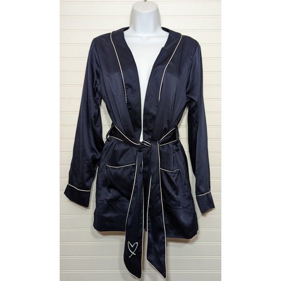Victoria's Secret Other - Victoria's Secret Dark Blue Polyester Robe with Waist Tie // Size XS